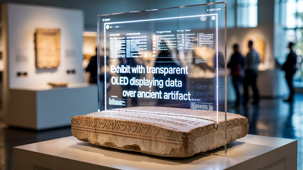 Transparent OLED display in museum 